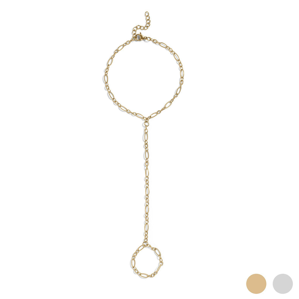 18K Gold PVD Stainless Steel Hammered Oval Hand Chain