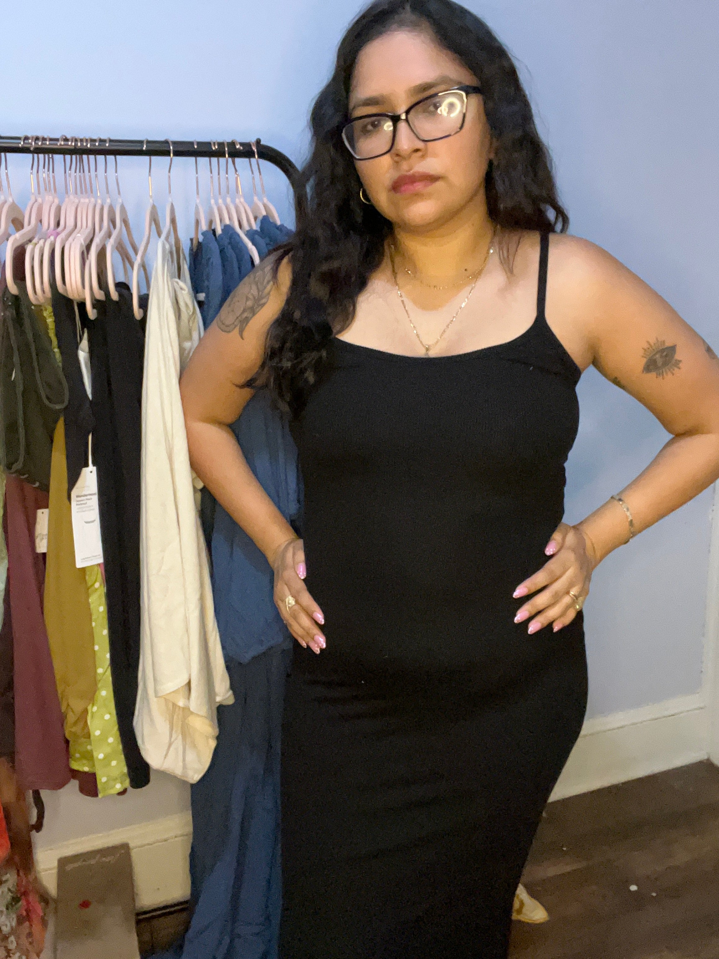 Ribbed strappy body con dress